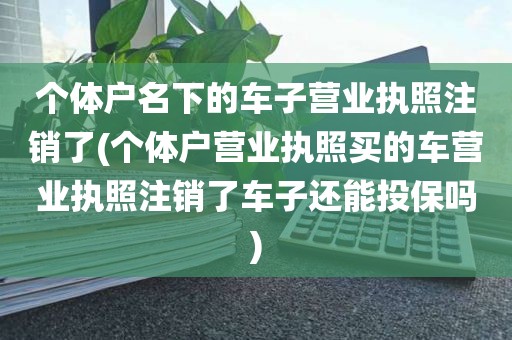 个体户名下的车子营业执照注销了(个体户营业执照买的车营业执照注销了车子还能投保吗)