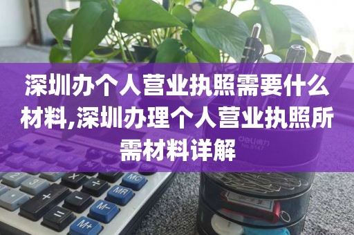 深圳办个人营业执照需要什么材料,深圳办理个人营业执照所需材料详解