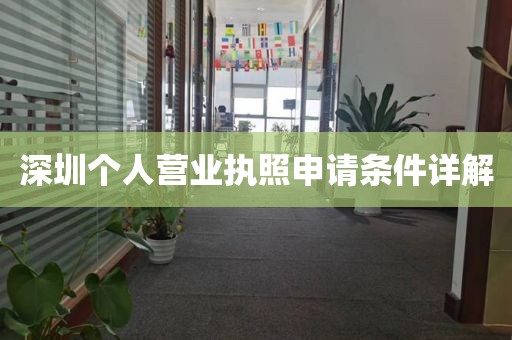 深圳个人营业执照申请条件详解