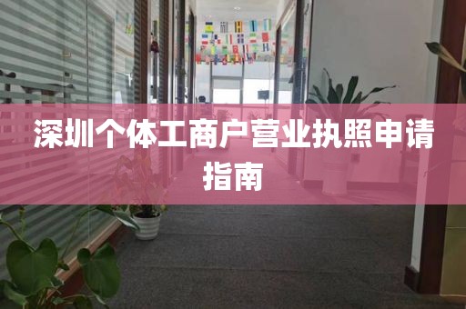 深圳个体工商户营业执照申请指南