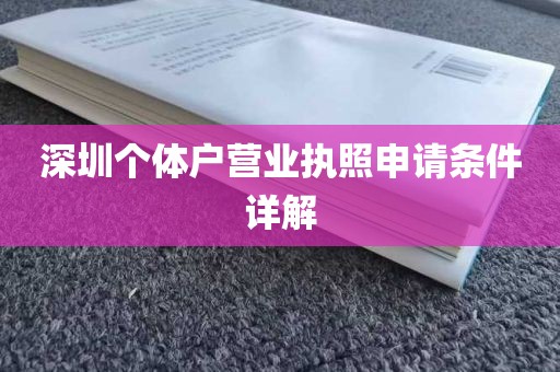 深圳个体户营业执照申请条件详解