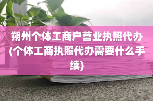 朔州个体工商户营业执照代办(个体工商执照代办需要什么手续)