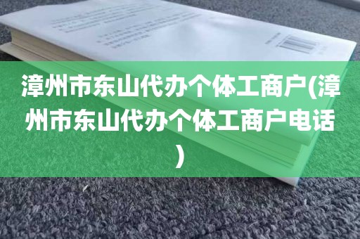 漳州市东山代办个体工商户(漳州市东山代办个体工商户电话)