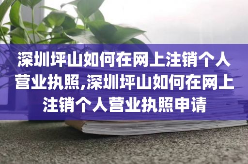 深圳坪山如何在网上注销个人营业执照,深圳坪山如何在网上注销个人营业执照申请