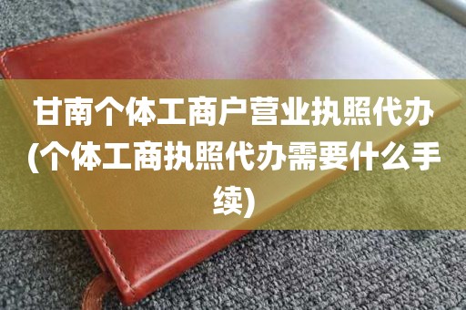 甘南个体工商户营业执照代办(个体工商执照代办需要什么手续)