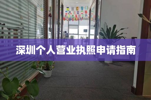 深圳个人营业执照申请指南
