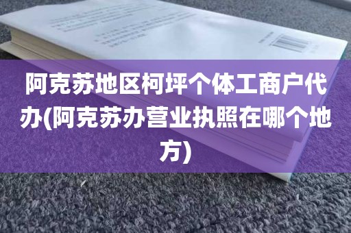阿克苏地区柯坪个体工商户代办(阿克苏办营业执照在哪个地方)