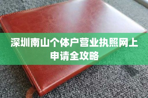 深圳南山个体户营业执照网上申请全攻略