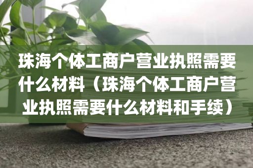 珠海个体工商户营业执照需要什么材料（珠海个体工商户营业执照需要什么材料和手续）