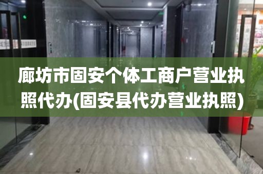 廊坊市固安个体工商户营业执照代办(固安县代办营业执照)