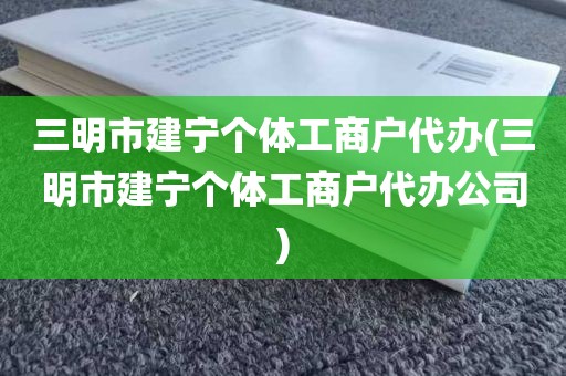 三明市建宁个体工商户代办(三明市建宁个体工商户代办公司)