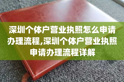 深圳个体户营业执照怎么申请办理流程,深圳个体户营业执照申请办理流程详解