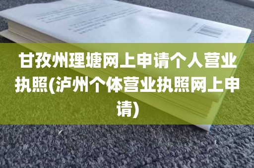 甘孜州理塘网上申请个人营业执照(泸州个体营业执照网上申请)