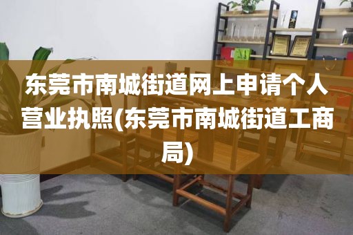 东莞市南城街道网上申请个人营业执照(东莞市南城街道工商局)