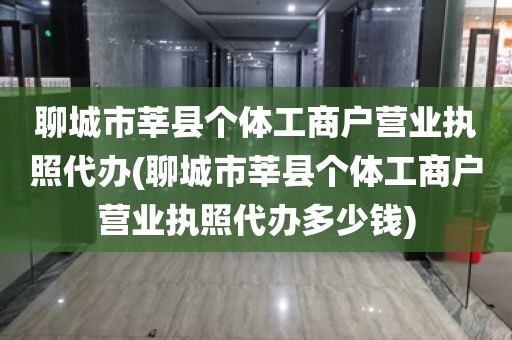 聊城市莘县个体工商户营业执照代办(聊城市莘县个体工商户营业执照代办多少钱)