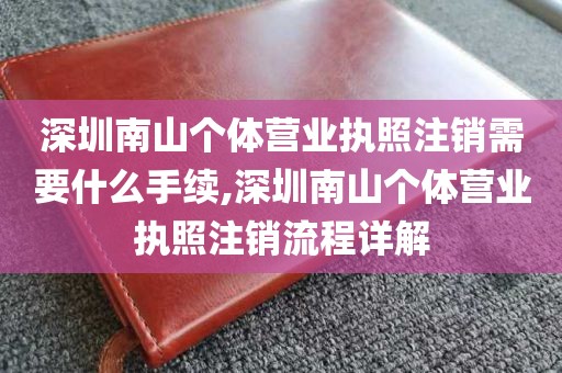深圳南山个体营业执照注销需要什么手续,深圳南山个体营业执照注销流程详解