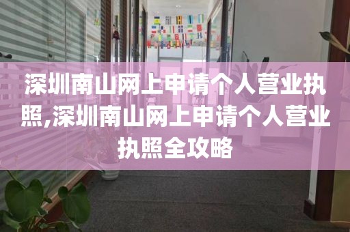 深圳南山网上申请个人营业执照,深圳南山网上申请个人营业执照全攻略