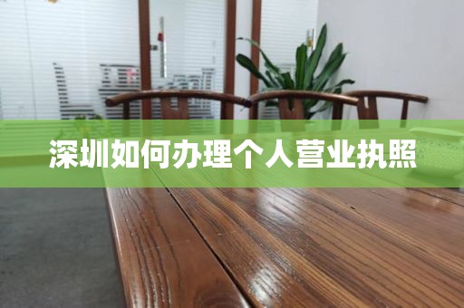 深圳如何办理个人营业执照