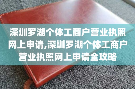 深圳罗湖个体工商户营业执照网上申请,深圳罗湖个体工商户营业执照网上申请全攻略