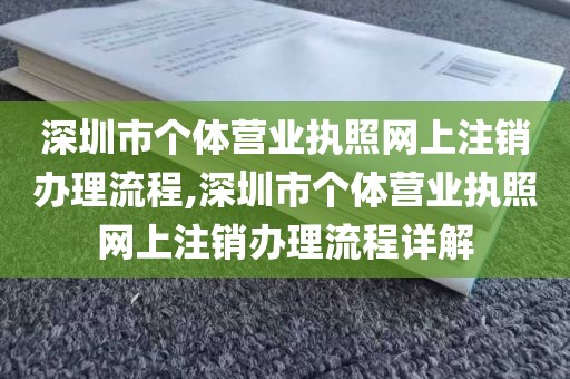 深圳市个体营业执照网上注销办理流程,深圳市个体营业执照网上注销办理流程详解