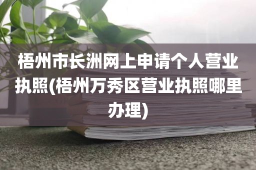 梧州市长洲网上申请个人营业执照(梧州万秀区营业执照哪里办理)