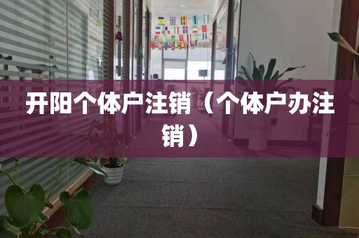 开阳个体户注销（个体户办注销）