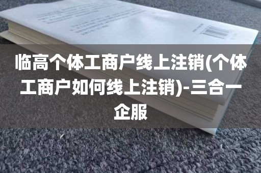 临高个体工商户线上注销(个体工商户如何线上注销)-三合一企服