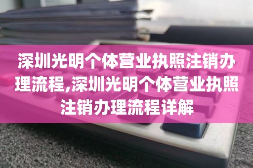深圳光明个体营业执照注销办理流程,深圳光明个体营业执照注销办理流程详解