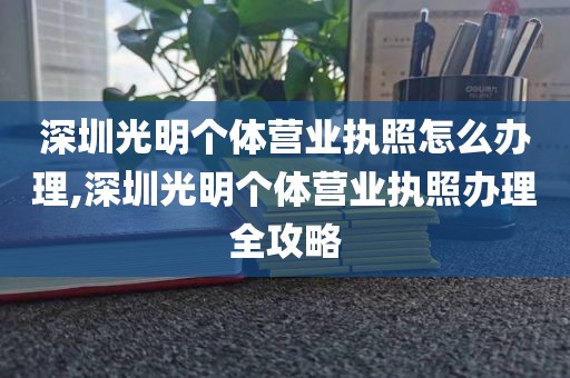 深圳光明个体营业执照怎么办理,深圳光明个体营业执照办理全攻略