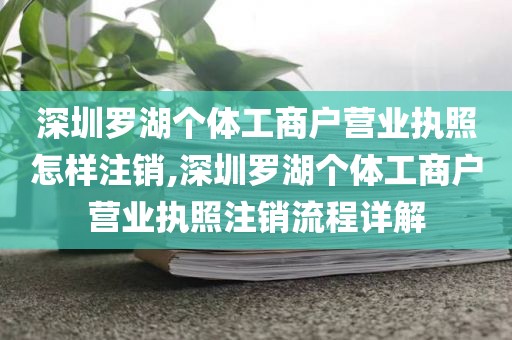 深圳罗湖个体工商户营业执照怎样注销,深圳罗湖个体工商户营业执照注销流程详解
