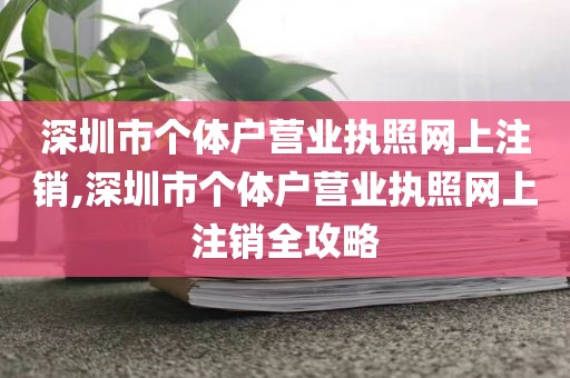深圳市个体户营业执照网上注销,深圳市个体户营业执照网上注销全攻略