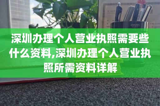 深圳办理个人营业执照需要些什么资料,深圳办理个人营业执照所需资料详解