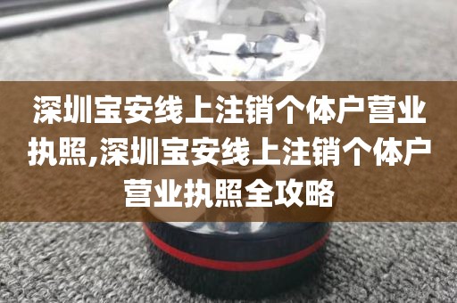 深圳宝安线上注销个体户营业执照,深圳宝安线上注销个体户营业执照全攻略