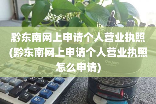 黔东南网上申请个人营业执照(黔东南网上申请个人营业执照怎么申请)