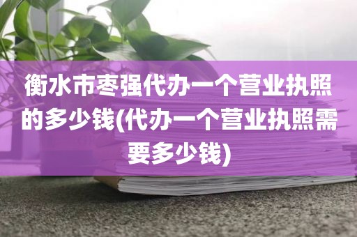 衡水市枣强代办一个营业执照的多少钱(代办一个营业执照需要多少钱)