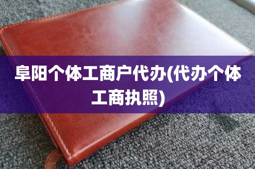 阜阳个体工商户代办(代办个体工商执照)